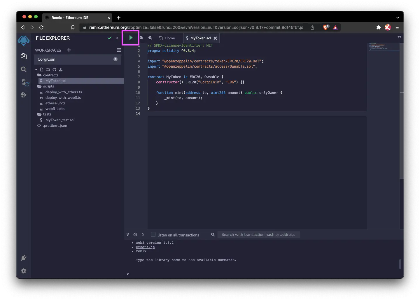 Compile the contract.