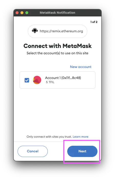 Click next in MetaMask.